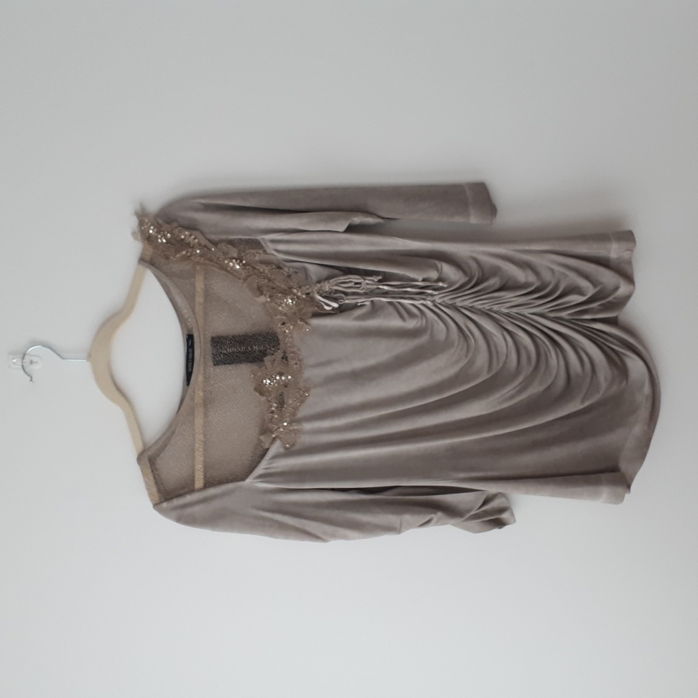 Elegant Taupe Ruched Women's Top